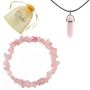 Rose Quartz Bracelet & Rose Quartz Pendant In Organza Bag-abundant Love