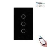Wifi Smart Touch Switch-l-rf-us – 3 Ch Black No Neutral Ewelink