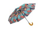 Exclusive 21" Wooden Hooked Handle Auto Open & Close Fold-up Rain Umbrella