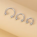 3PCS Stainless Steel Nose Rings Septum Piercing Lip Studs Cartilage Hoop Earrings Circular Tragus Ear Horseshoe Bcr Body Jewelry
