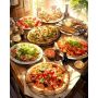 Paint By Numbers Diy 40CMX50CM Frame - Food Drink Feast Italian Pizza Salad