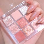 9-COLOR Eyeshadow Palette Pinkish Yellow And Silvery Color Waterproof And Sweat-proof Long-lasting Smudge Proof Vibrant Color Ey