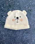One Two Three White Fleece Bear Beanie Small 3M