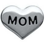 FLC21 - Mom Heart Floating Locket Charm Silver Tone Or Gold Tone - Silver Tone Mom Heart