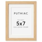 Puthiac 5X7 Solid Oak Wood Picture Frame Fits 4X6 With Mat Or 5X7 Without Mat Wall Or Tabletop Display With Stand Vertical Or Ho