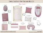 Cot Duvet Bedding Simple Star Dusty Pink And White Set