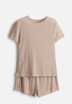 Ribbed Jersey Pyjamas - Beige Marl