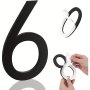 15.24 Cm Self-adhesive Acrylic House Numbers Black Modern Address Numerals For Mailbox Home Office Hotel Easy Installation Without Nails Or Tools