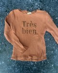 Zara Pink Ribbed Tres Bien Long Sleeve Shirt 5Y