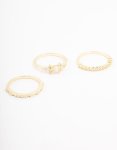 Fine Gold Plated Marquise Stacking Rings 3-PACK - S m