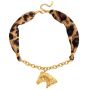 Titanium Steel Leopard Print Scarf Horse Pendant Elegant Necklace For Women