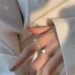 2PCS Heart Design Open Ring Open Adjustable Ring Couple Ring Valentine's Day Gift For Lovers