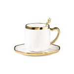 Ceramic Flower Tea Cup & Saucer Set White