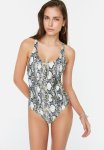 Snake Print Swimsuit - Grey
