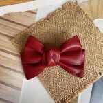 Pu Leather Bow Hair Clip Korean Style Hairpin Hair Accessories Wine Red