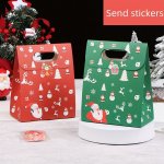 Christmas Cookie And Candy Gift Bags - Pack Of 10 - Cartoon Reindeer Paper Tote With Christmas Motif Handmade Baking Packaging W
