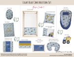 Cot Duvet Bedding Light Blue Construction Set