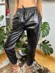 Vegan Leather JOGGERS - Matte Black - Large