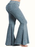 Plus Size Flare Leg Pants Casual Elastic Waist Pants With Pockets For Spring & Summer Women's Plus Sizeclothing