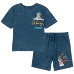 Nickelodeon Paw Patrol Toddler Boys French Terry T-Shirt And Shorts Outfit Set Charcoal Blue 3T