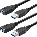 Pasow 2 Pack USB 3.0 Extension Cable Superspeed Type A Male To Female Extender Cord 1.5FT