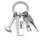 1PC Stainless Steel Keychain For Men Hammer Screwdriver Wrench Dad's Tools Keychain Father's Day Gift