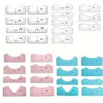 8PCS Multi-color T-Shirt Stitching Ruler Set - Precision V-neck & Round Neck Design Tools For Diy Crafts Heat Press Compatible -
