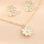 Daisy Flower Pendant Jewelry Set Refreshing Cartoon Style Earrings And Necklace Set Pastoral Casual Style Jewelry Accessories For Daily And Vacation Wearing