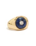 Goldair Gold Plated Chunky Cubic Zirconia Blue Stone Ring - M l