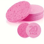 20 Count Facial Cleansing Sponges Compressed Spa Quality Face Sponges For Makeup Removal Exfoliation & Skin Massage Reusable Tra