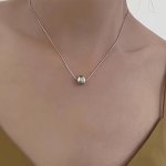 Elegant Cute Stainless Steel Bead Necklace For Women No Plating Simple Ball Pendant Daily Party Accessory Valentine's Day Gift A