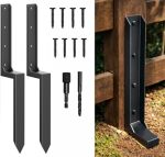 Incosyp Fence Post Repair Kit Heavy Duty Steel Fence Post Anchor For Leaning Or Broken Posts Ground Stake Stabilizer Support Wit