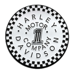 1.5 Inch. 1 Checkered Motor Metal Pin Gloss White Finish