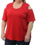 Ladies Plain COLD SHOULDER - 60 Red