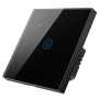 Smart Wifi Light Switch Black Glass 1-GANG