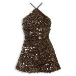 Brown Embroidered Sequins Dress