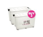 Buy 2 Mambos Clear 70L Rolling Box