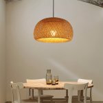 1PC Bamboo Woven Pendant Light Vietnamese Style Ceiling Lamp Semi-flush Mount Energy Efficient Switch Control Decorative Chandel