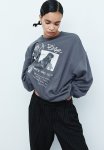 Oversized Printed Sweatshirt - Dark Grey mary J Blige