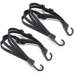 2 Pcs Motorcycle Helmet Rope High Retractable Black Luggage Helmet Mesh Elastic Rope Strap With 2 Hooks 23.6"