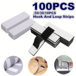 Heavy Duty Self-adhesive Hook And Loop Tape Strips - 10 30 50 100PCS Double-sided Interlocking No-drill Mounting For Home & Offi