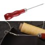 2-PIECE Leather Sewing Awl Set With Metal Needle & Wooden Handle For Craft Shoe Repair & Hand Stitching