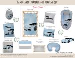 Cot Duvet Bedding -lamborghini Watercolour Drawing Set