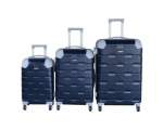 Smte Tough Abs Spinner Wheels & Combination Lock Luggage Set Navy 3-PIECE With Keychain