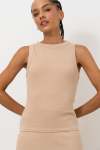 Hi-neck Rib Tank - XL Stone