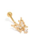 Goldair Gold Plated Surgical Steel Cubic Zirconia Gothic Butterfly Belly Bar