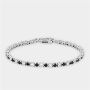 Sterling Silver Black & White Cubic Zirconia Tennis Bracelet