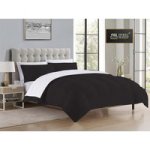 - Reversible Comforter Set - 90 GSM Micro Fibre - Jet Black - Optical White Single - Three Quarter - Fits Single Size