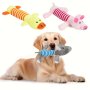 Pet Sound Toys: Striped Animal Plush Toys For Dogs - Elephant Duck Pig And Grey Dog Shapes - No Batteries Included