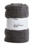 Queen Medium Weight Embossed Flannel Blanket - 220 X 200 Cm Grey